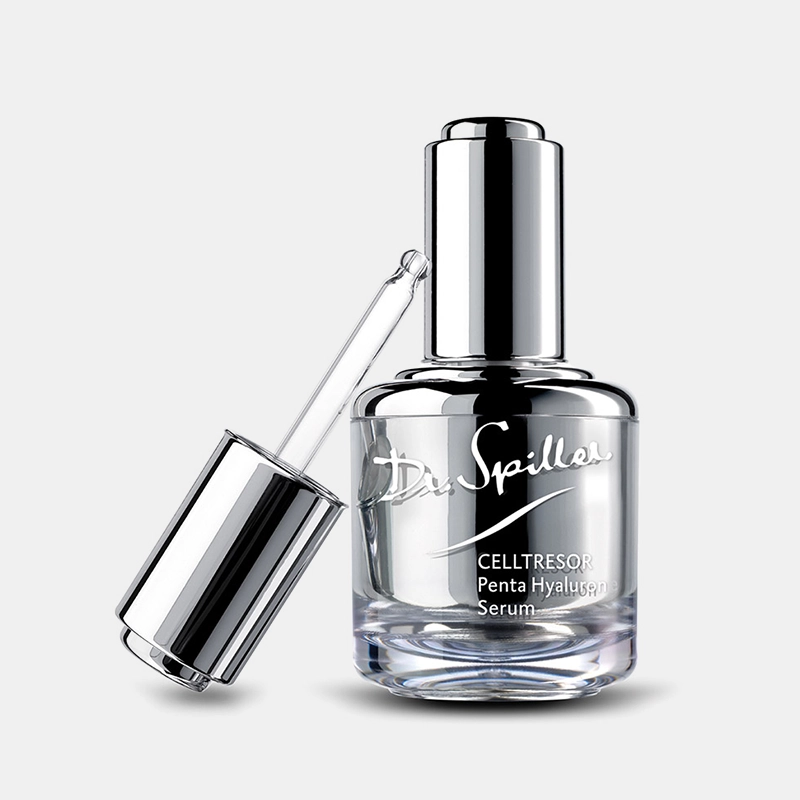 CELLTRESOR Penta Hyaluron Serum – Hautpflegeprodukt geöffnet mit sichtbarer Creme