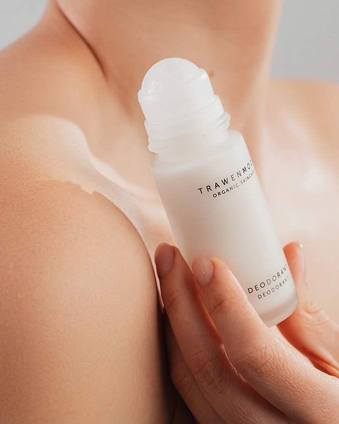 Woman holding a Trawenmoor Deodorant in her hand