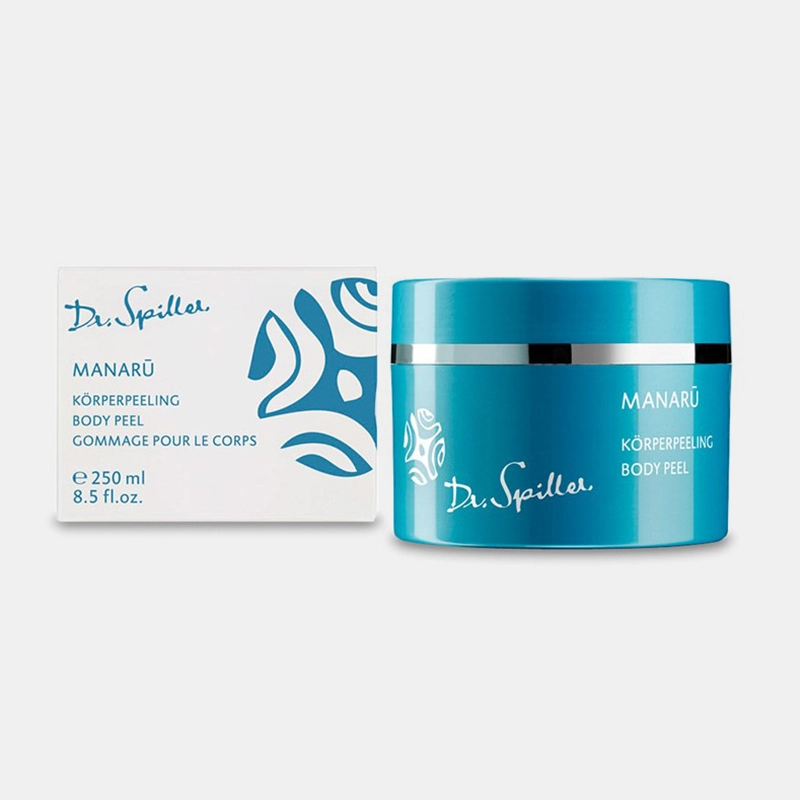 Manaru Body Peel MANARU body scrub from Biomimetic Skincare - 250ml jar & packaging