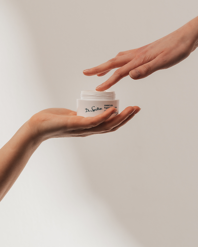 Sensicura Regenerating Cream Jar in hand