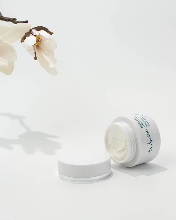 Sensicura cream pack face mask open jar creatively placed