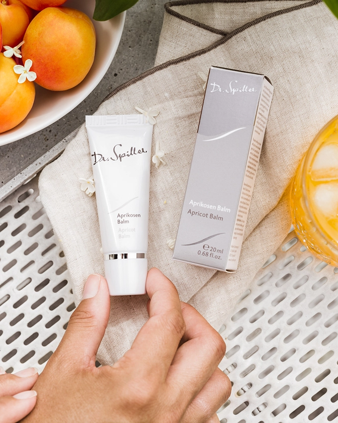 Aprikosen Balm Tube dekorativ platzierzt